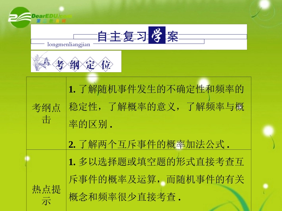 高三数学-第七篇-第一节随机事件的概率课件-理-北师大版_第3页