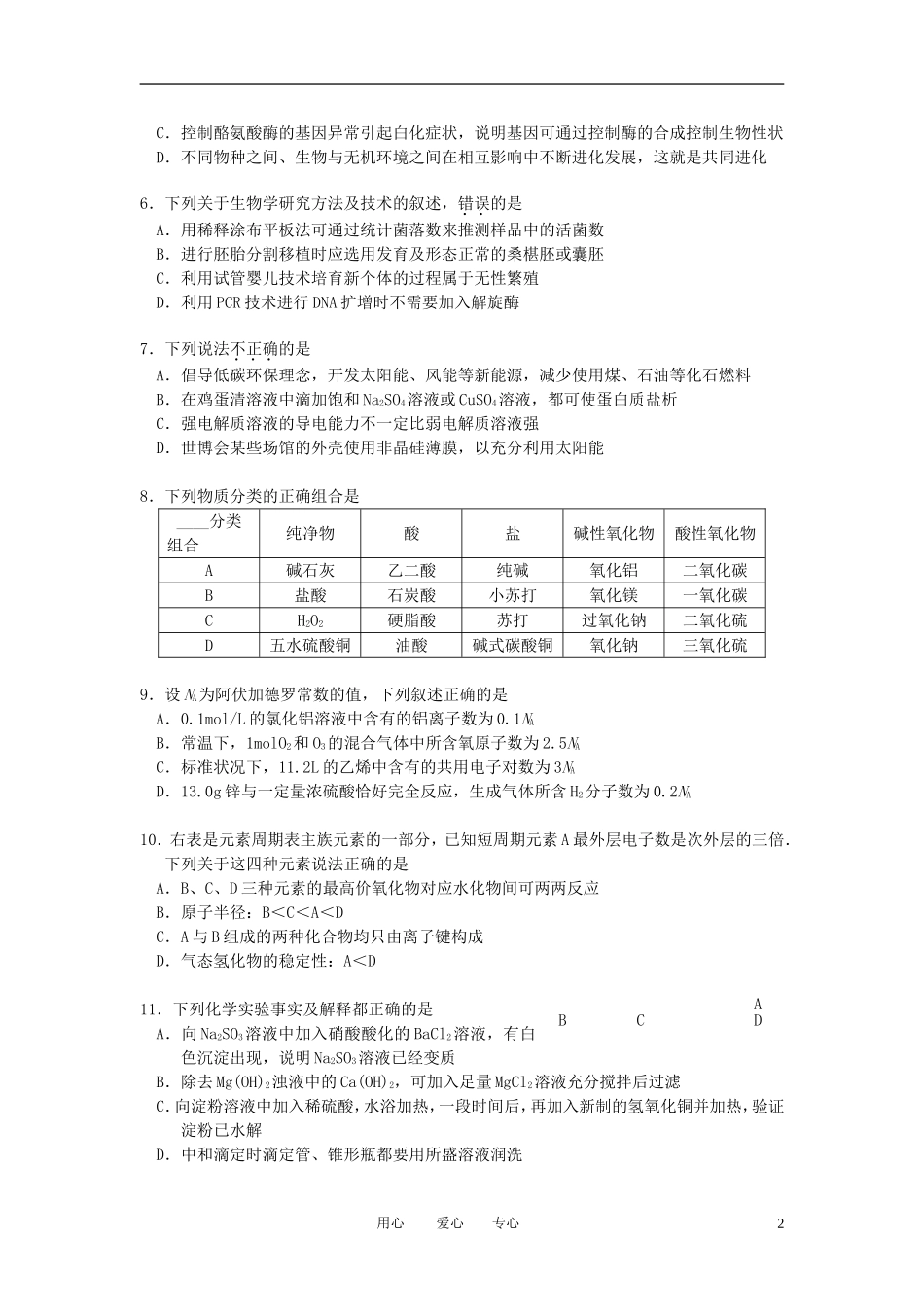 广东省珠海市2010学年度第二学期高三理综最后冲刺训练_第2页