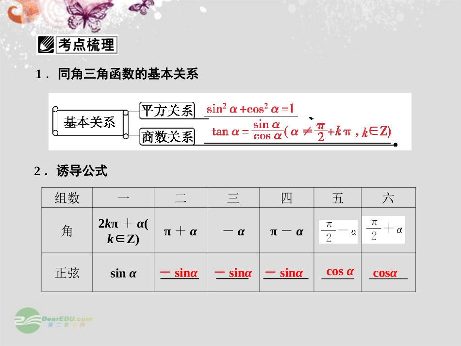 【课堂新坐标】2013届高考数学一轮复习-第三章第二节-同角三角函数的基本关系与诱导公式课件-理-(广东专用_第2页