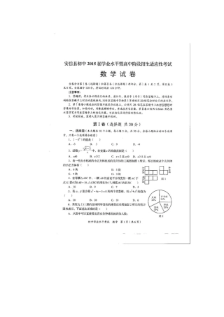 资阳市2015年中考适应性考试数学试题及答案