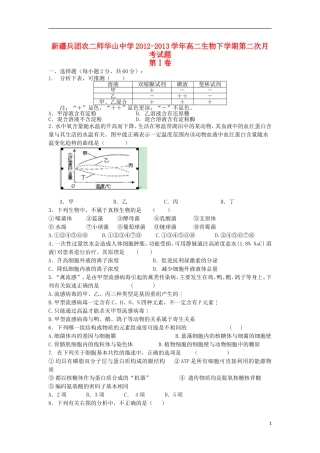 新疆兵团农二师华山中学2012-2013学年高二生物下学期第二次月考试题