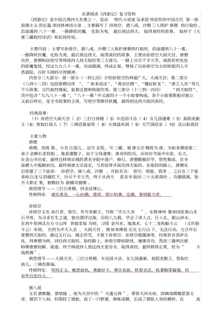 名著阅读西游记知识点整理