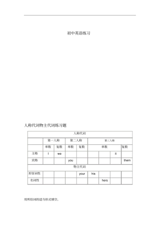 名词代词经典练习题