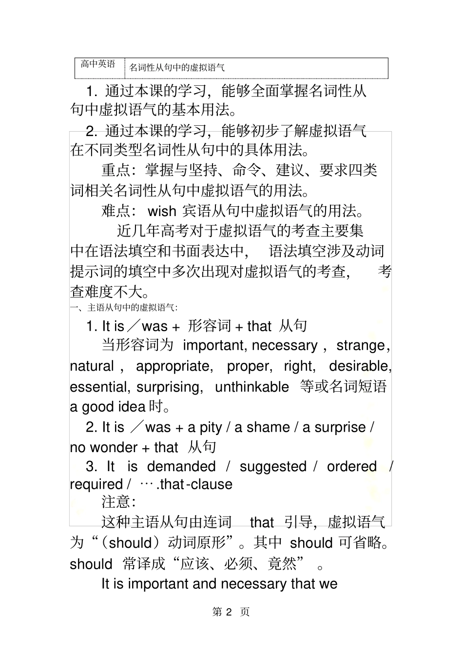 名词性从句中的虚拟语气讲义_第2页