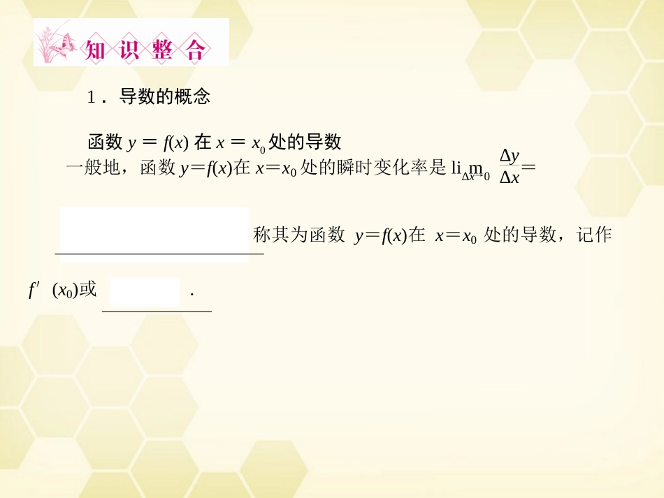 《金版新学案》2012高三数学一轮复习-第2章--函数、导数及其应用第10课时-变化率与导数、导数的计算精品课_第3页