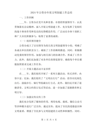 2024年公资办年度文明创建工作总结