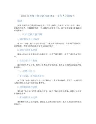 2024年度履行推进法治建设第一责任人述职报告