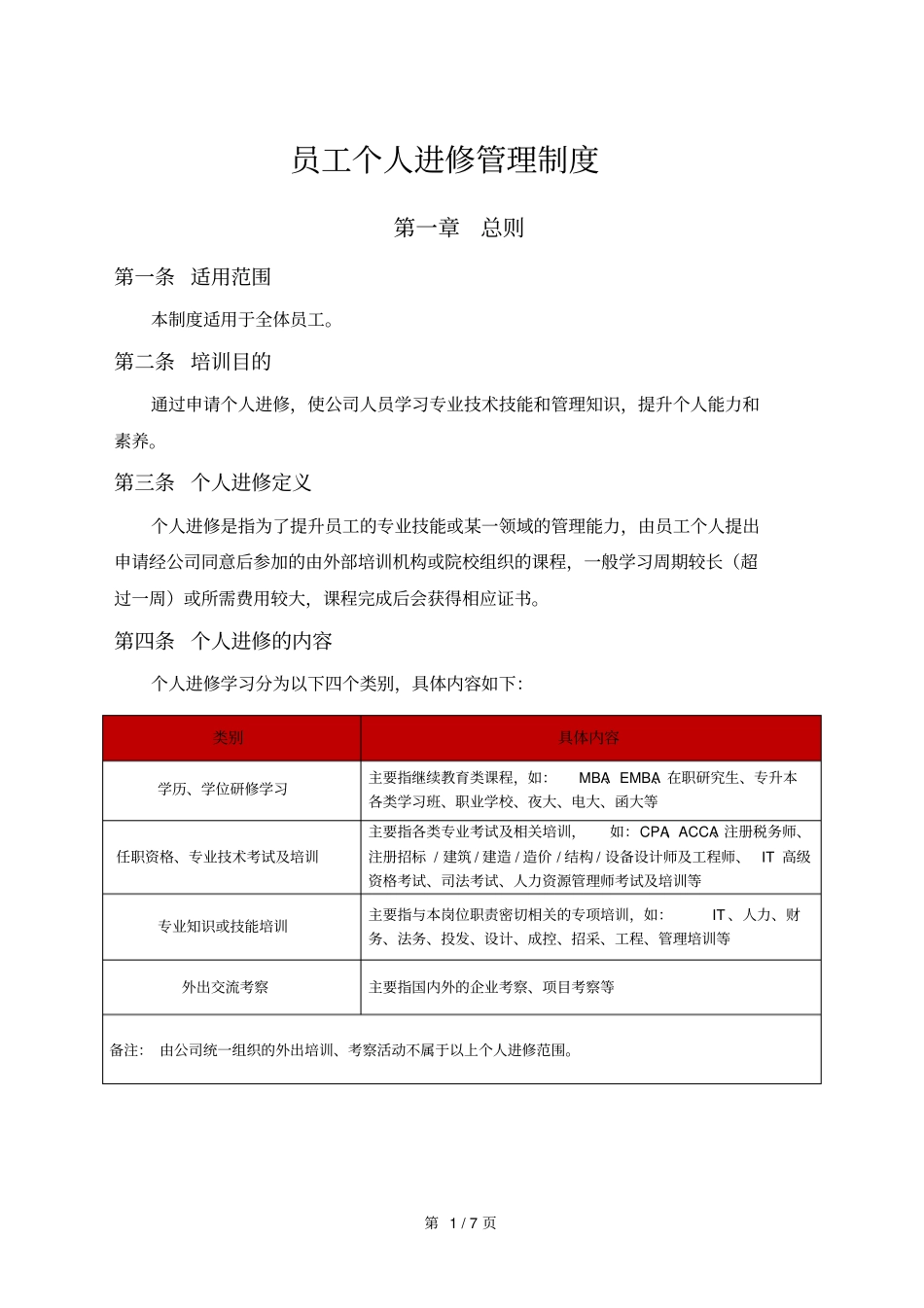 员工个人进修管理制度_第2页