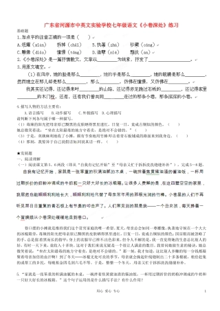 广东省河源市中英文实验学校七年级语文《小巷深处》练习