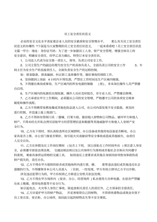 员工安全责任状范文