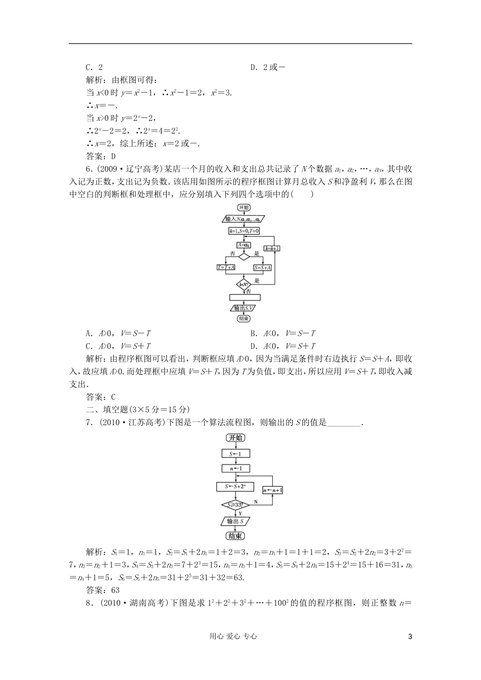 【第一方案】高三数学一轮复习-第十章-算法初步第一节-算法与程序框图练习_第3页