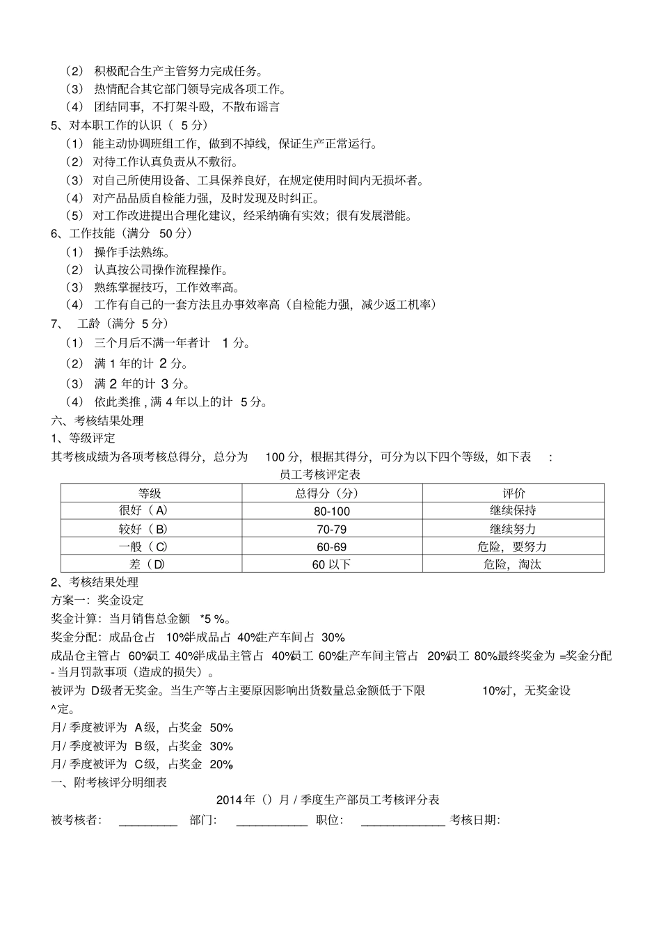 员工考核细则及考核评分表_第2页