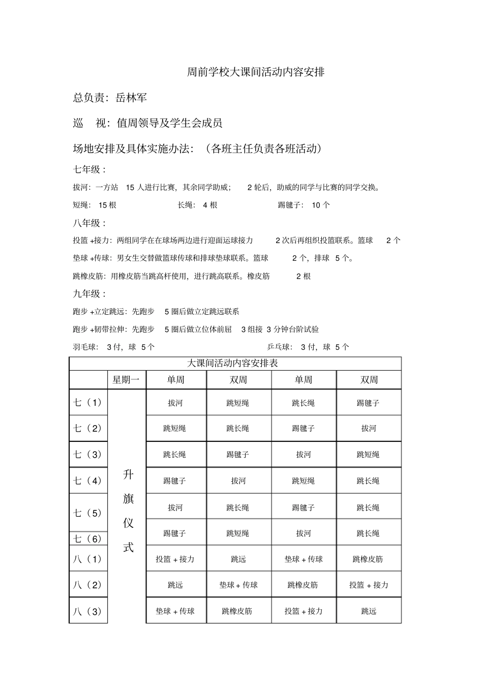 周前学校大课间活动安排表_第2页