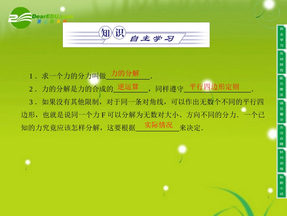 高中物理-同步教学第4章-4.2怎样分解力课件-沪科版必修1_第2页