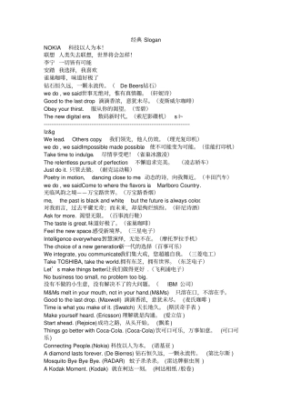 品牌经典Slogan