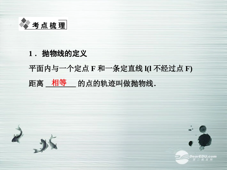 【课堂新坐标】(广东专用)2014高考数学一轮复习-第八章第七节抛物线配套课件-文_第2页