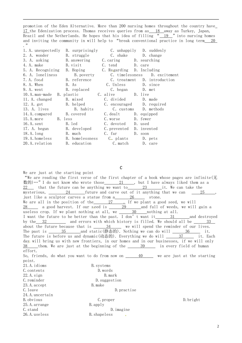 河北省张家口一中高中英语-Unit-5-学科作业(4)-必修5_第2页