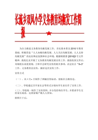 长流乡双凤小学义务教育均衡发工作简报