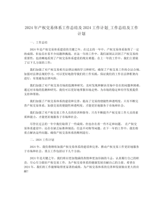 2024年产权交易体系工作总结及2024工作计划_工作总结及工作计划