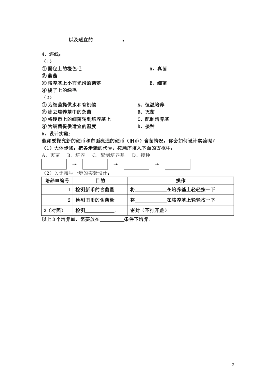 八年级生物上册-细菌真菌练习1(无答案)-人教新课标版_第2页
