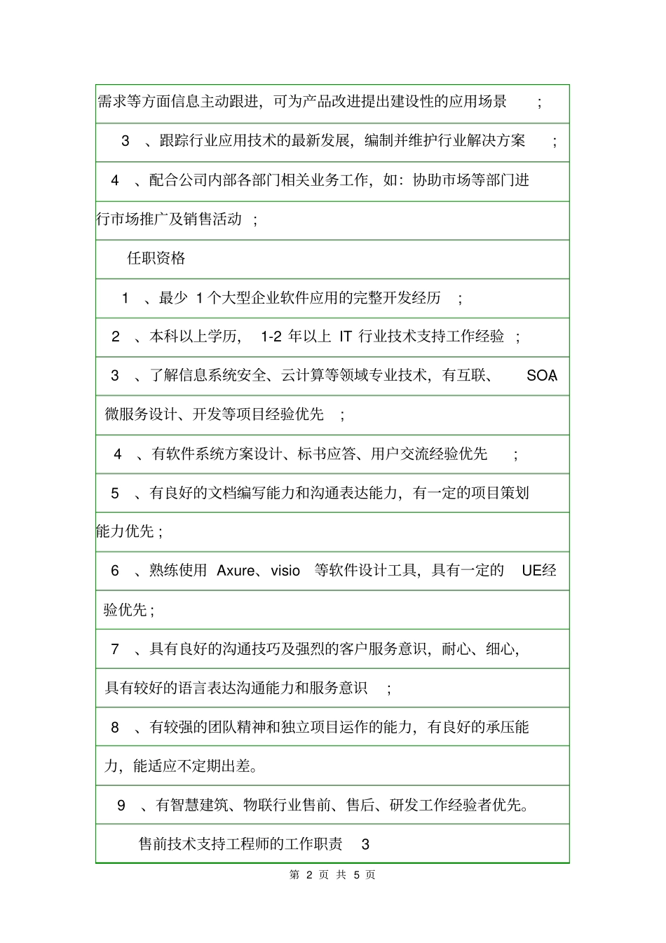 售前技术支持工程师的工作职责岗位职责_第2页