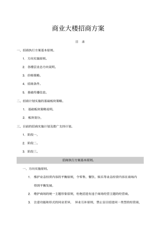 商业大楼招商方案