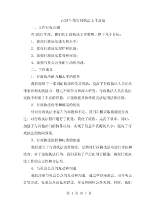 2024年度行政执法工作总结 