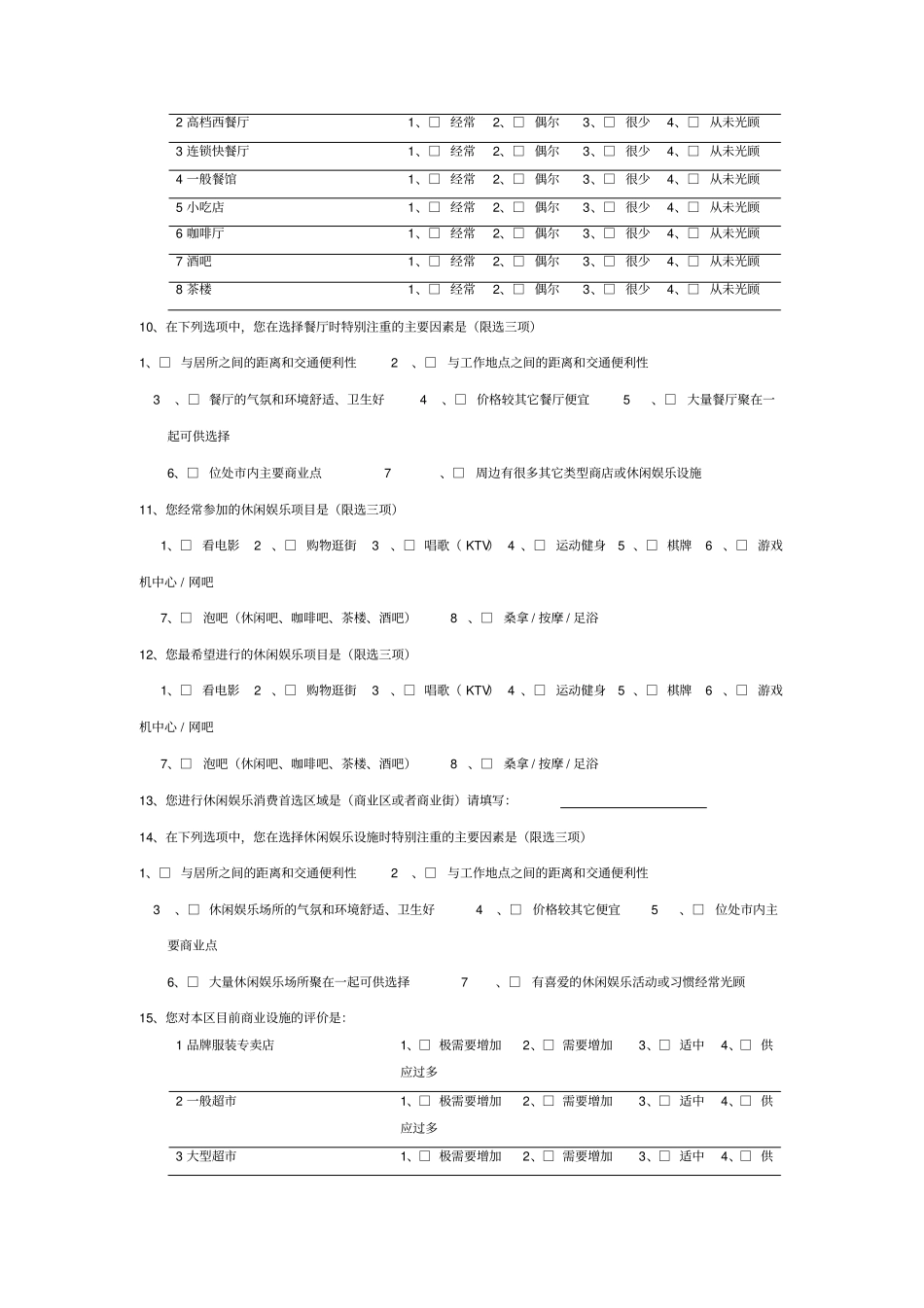 商业综合体消费调查问卷表2016_第2页