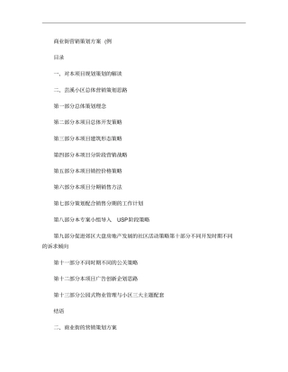 商业街营销策划方案概要