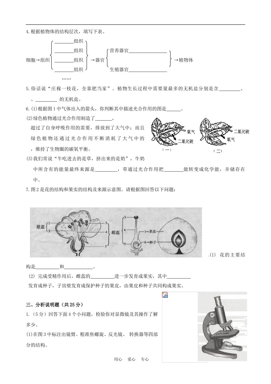 山东泰安2012年中考生物模拟试题3_第3页