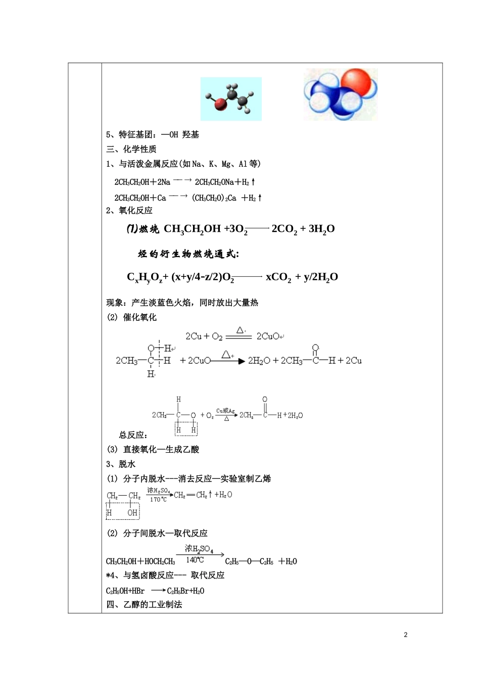 江苏省平潮高级中学高中化学集体备课-《第三章-有机化合物》第三节-生活中两种常见的有机物教案-苏教版必修_第2页