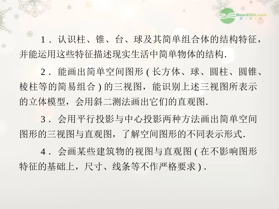 【立体设计】2012高考数学-第9章-第1节-空间几何体的结构特征及三视图和直观图知识研习课件-文-(福建版)_第3页