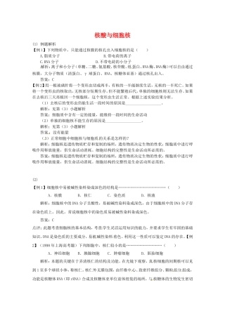 高中生物：2.2.2-核酸与细胞核-单元测试-5-中图版必修1