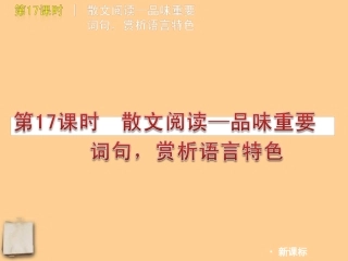 2012版中考语文一轮复习-第17课时散文阅读品味重要词句赏析语言特色精品课件-人教新课标版