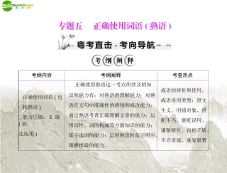 《高考风向标》2012年高考语文一轮复习-第一部分-专题五-正确使用词语熟语课件-新人教版