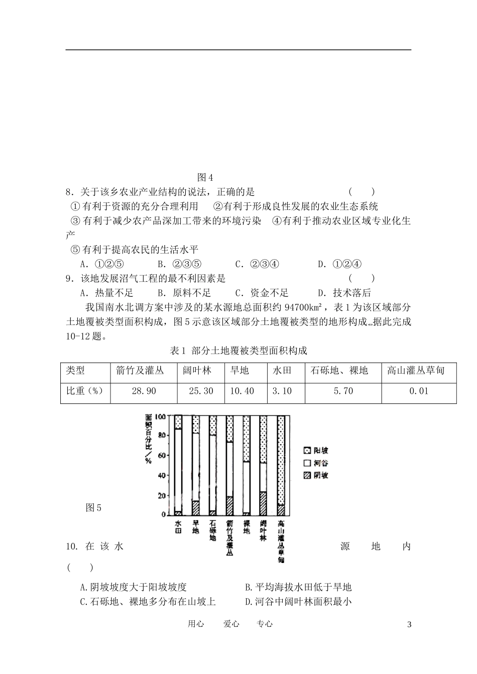 山西省太原五中11-12学年高二地理10月月考试题_第3页