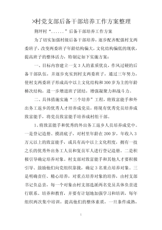 ×村党支部后备干部培养工作方案整理