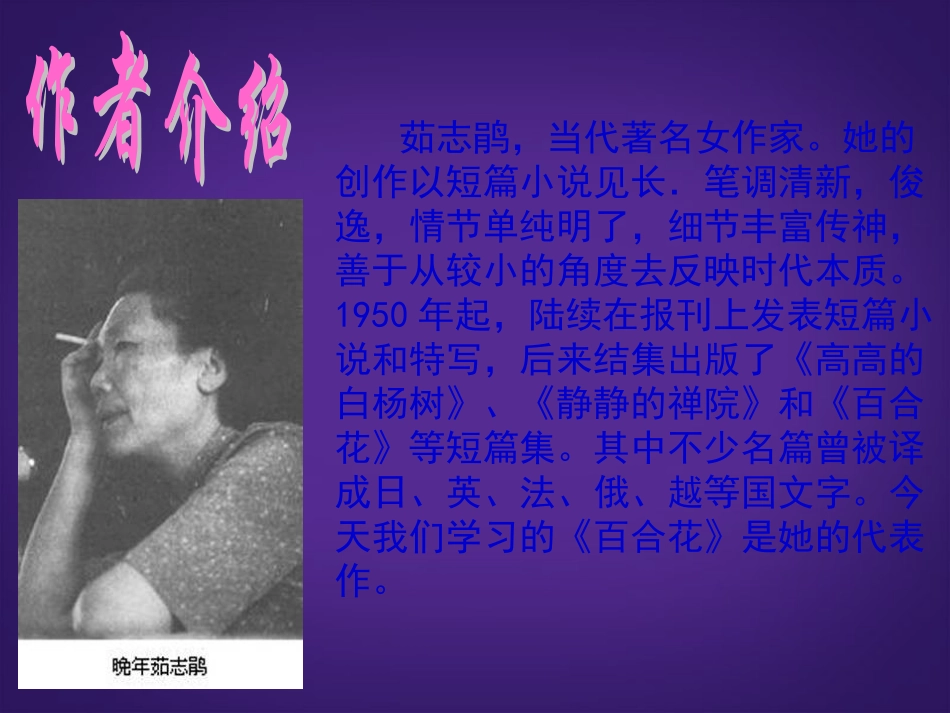 河北省邢台市临西一中九年级语文下册《百合花》课件-冀教版_第2页