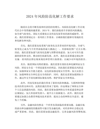 2024年风险防范化解工作要求 
