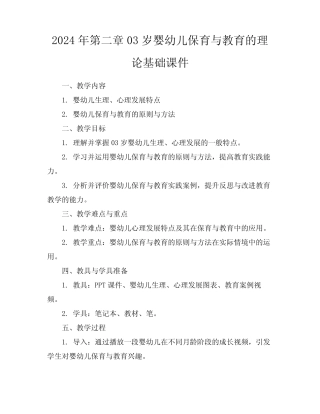 2024年第二章03岁婴幼儿保育与教育的理论基础课件 