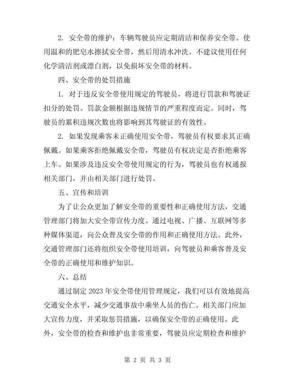 2023年安全带使用管理规定 _第2页