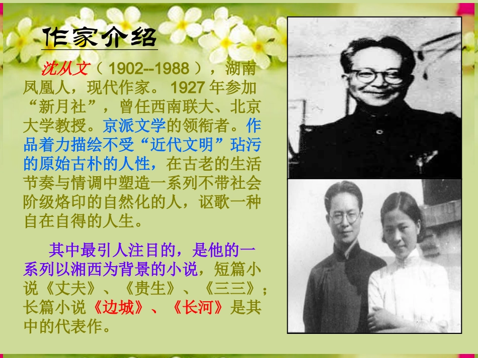 浙江省临海市杜桥中学高一语文《边城》课件-新人教版_第3页