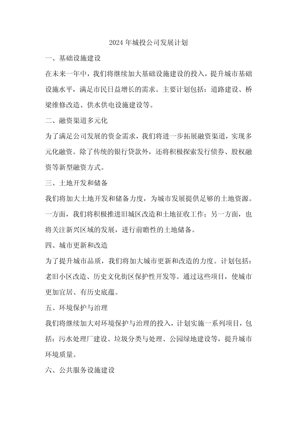 2024年城投公司发展计划_第1页