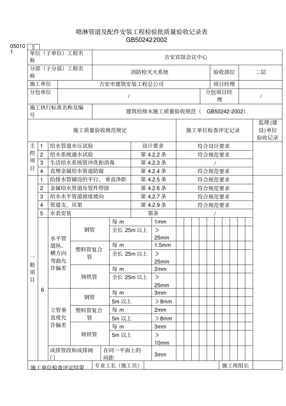 喷淋管网验收记录表_第2页