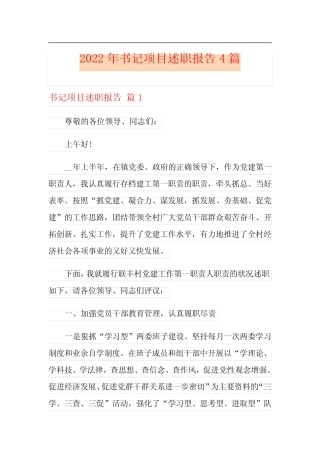 2022年书记项目述职报告4篇