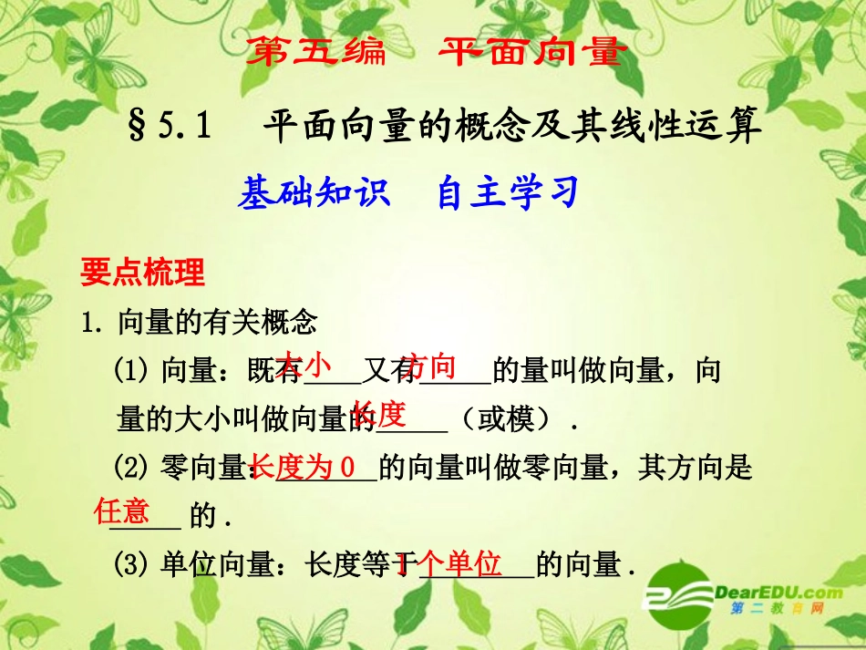 5.1--平面向量的概念及其线性运算_第1页
