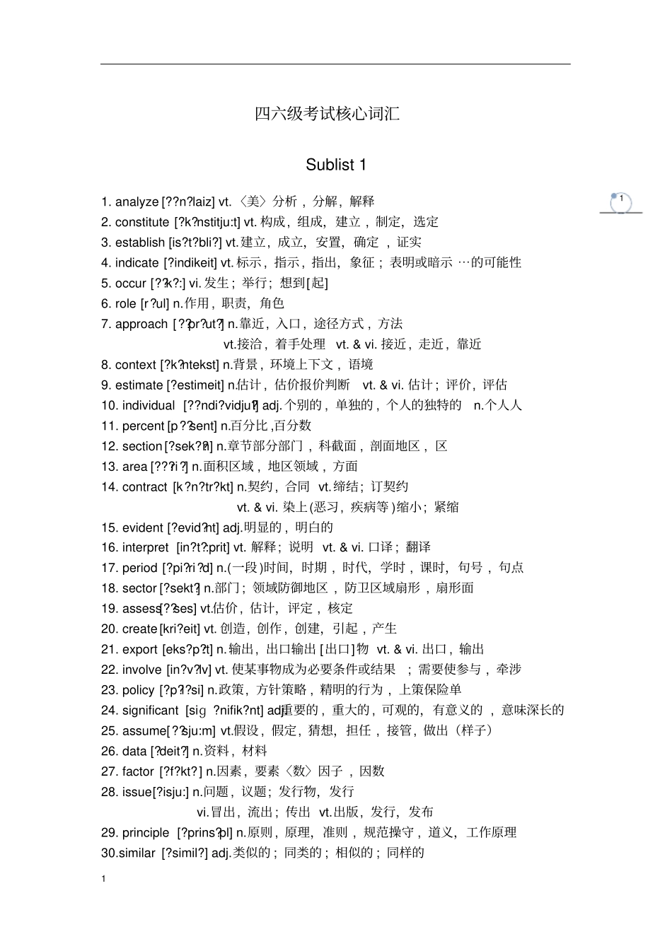 四六级考试核心词汇_第1页