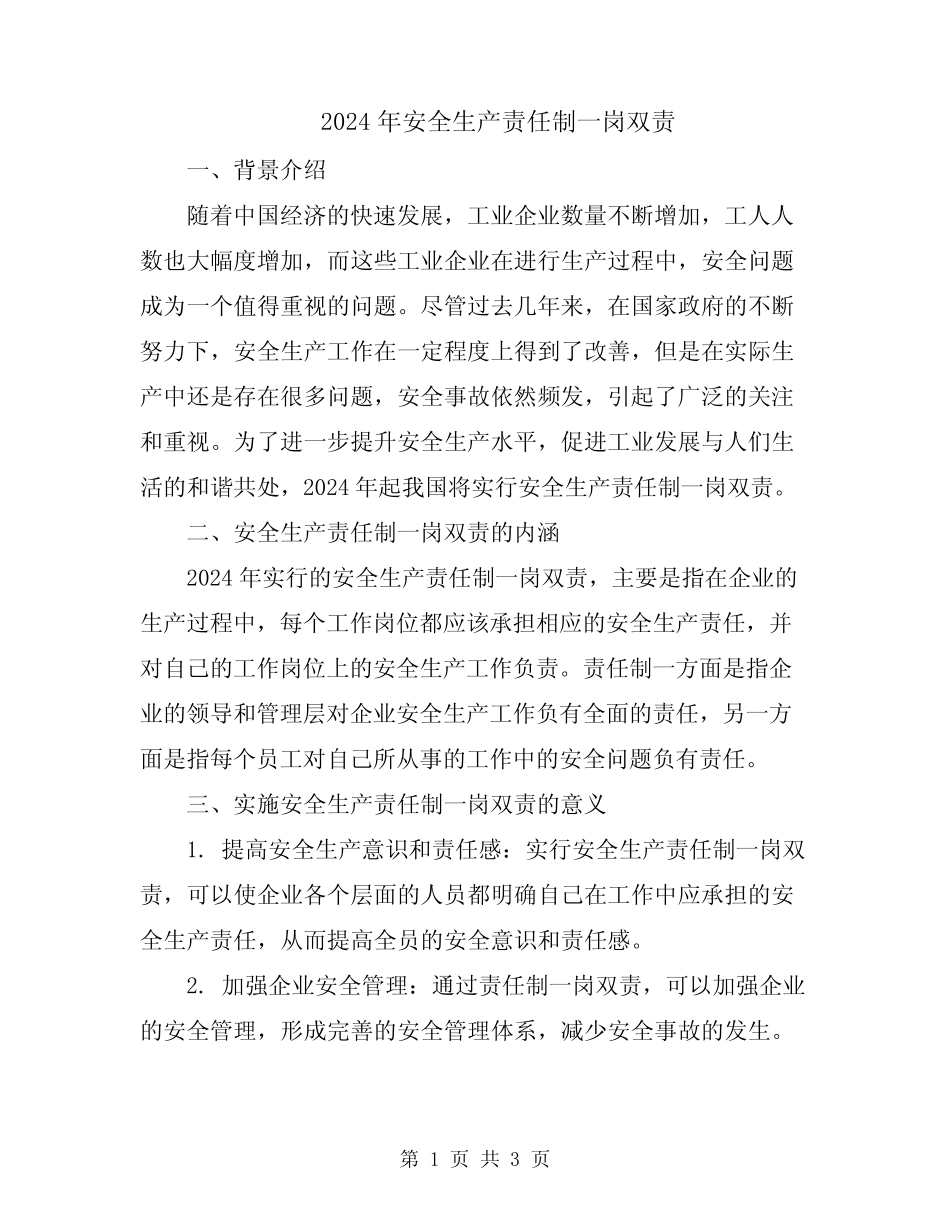 2024年安全生产责任制一岗双责 _第1页