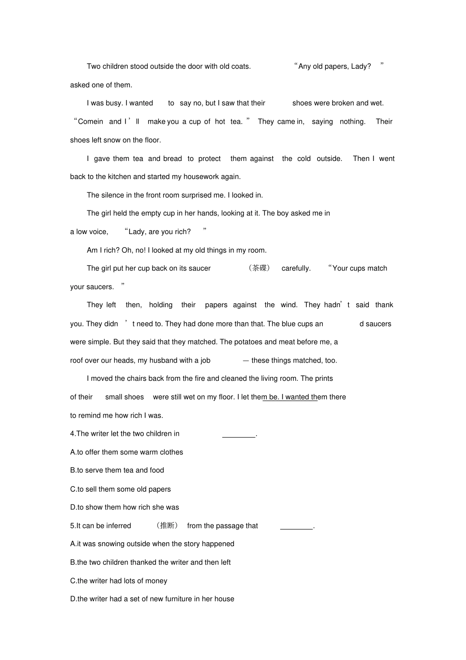 四川2019春中考英语二轮复习阅读理解_第3页