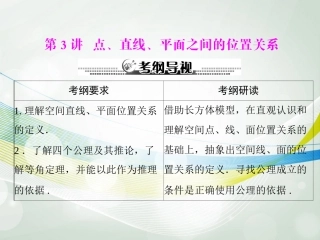 【南方新课堂】2014年高考数学一轮总复习-(基础轻过关+考点巧突破)第十三章-第3讲-点、直线、平面之间的